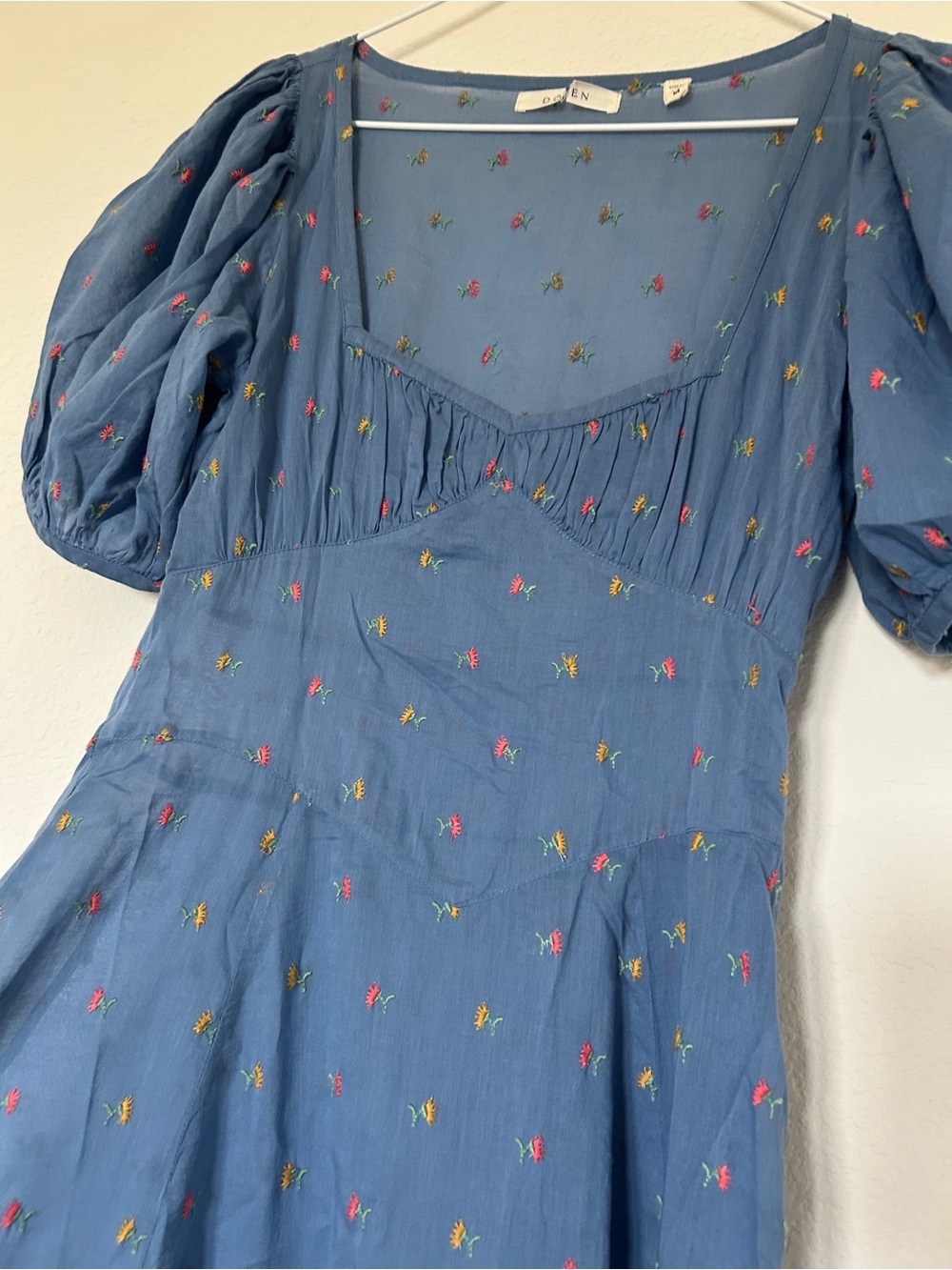 Doen Tetra Maxi Dress Ciel Carnation Embroidery Blue - Picture 7 of 9